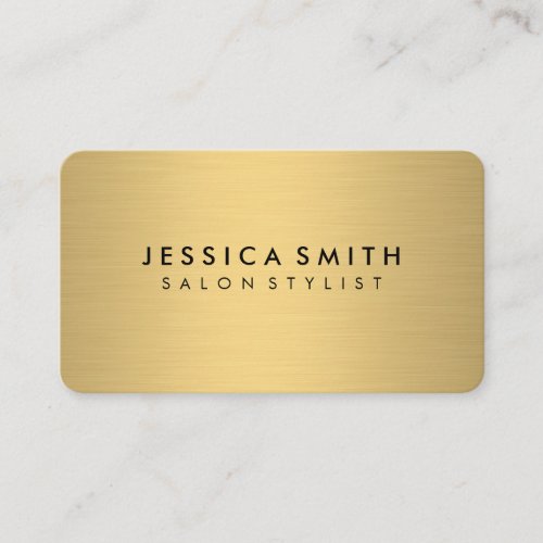 Minimalist Faux Metallic Gold Brushed Business Card