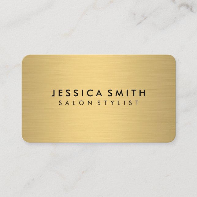 Minimalist Faux Metallic Gold Brushed Business Card (Front)