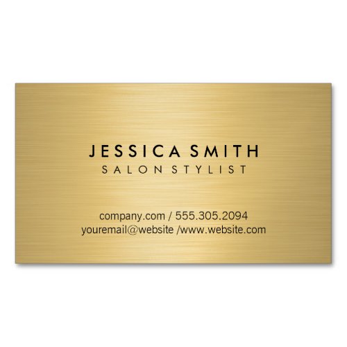 Minimalist Faux Metallic Gold Brushed Business Card Magnet