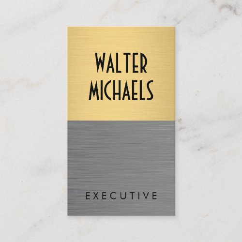 Minimalist Faux Metallic Gold Brushed Color Block Business Card