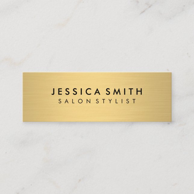 Minimalist Faux Metallic Gold Mini Business Card (Front)
