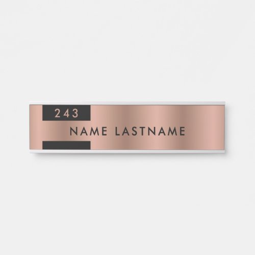 Minimalist Faux Rose Gold Office Number Name Door Sign