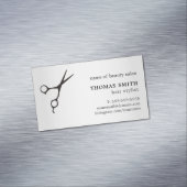 Minimalist Faux Silver Black Scissor Hair Stylist Magnetic Business Card (In Situ)
