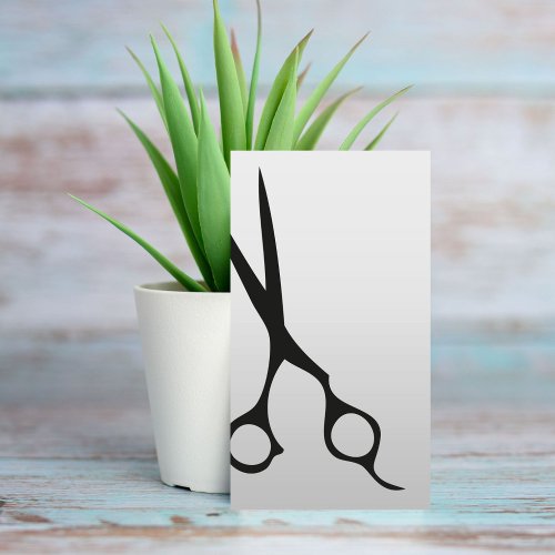 Minimalist Faux Silver Black Scissors Hair Salon Business Card