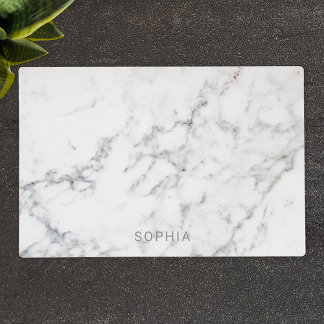 Minimalist Faux White Marble Texture &amp; Custom Name Placemat