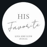 Minimalist Favorite Classic Wedding Classic Round Sticker<br><div class="desc">Elegant and classic design.</div>