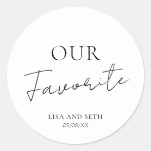Minimalist Favorite Classic Wedding Classic Round Sticker
