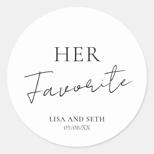 Minimalist Favorite Classic Wedding Classic Round Sticker (Front)
