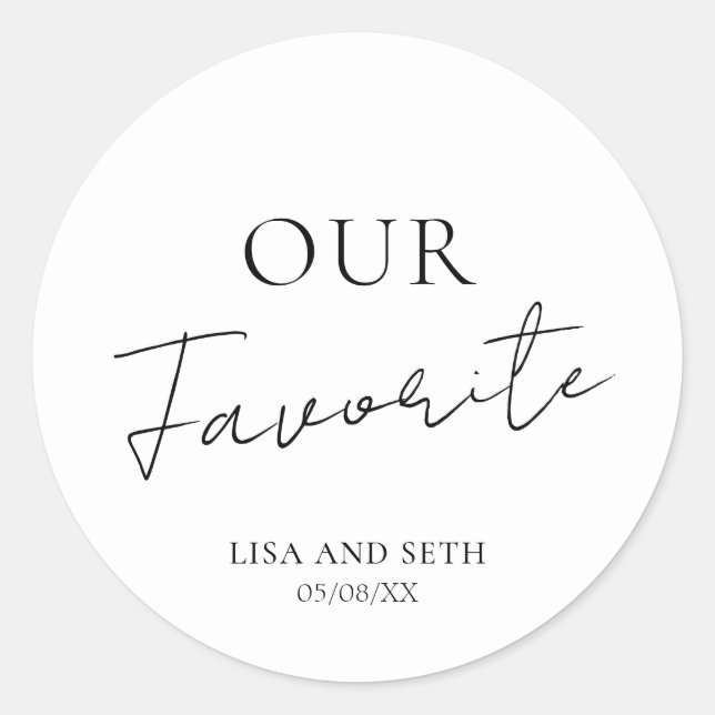 Minimalist Favorite Classic Wedding Round Sticker (Front)