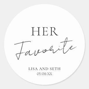 Minimalist Favorite Classic Wedding Round Sticker