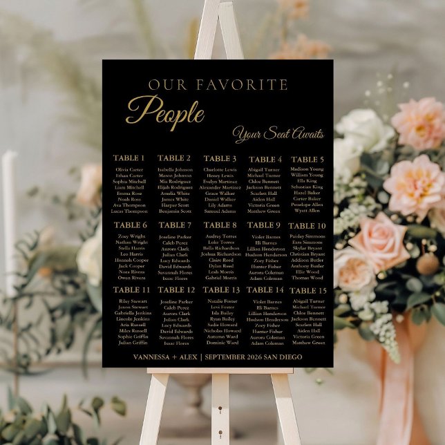  Minimalist Favorite People Wedding Seating Chart Foam Board (Creator Uploaded)