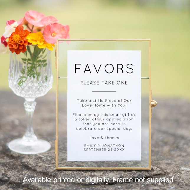 Minimalist Favors Printable Wedding Sign (Available printed or as a printable digital download.)