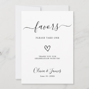 Minimalist Favors Sign, Wedding Favors Sign Invitation