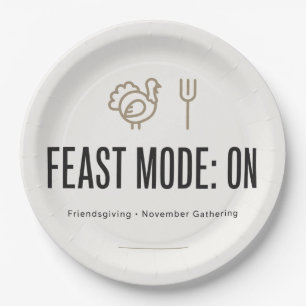 Minimalist Feast Mode ON Friendsgiving Napkins Paper Plates