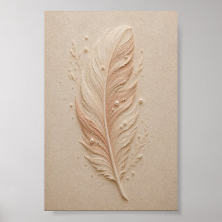 Minimalist Feather Wall Art – Neutral Boho Botanic