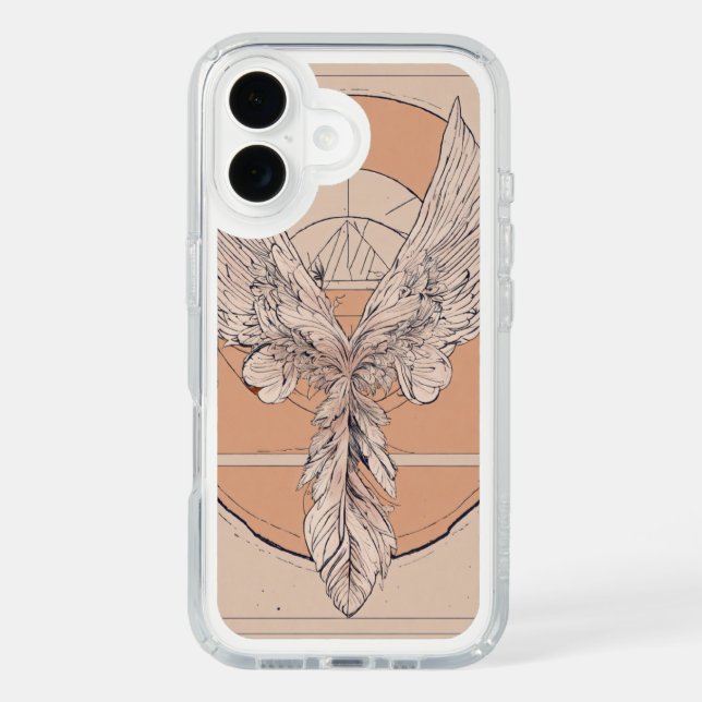 Minimalist Feather Wing Line Art Design Speck iPhone Case (Front)