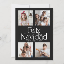 Minimalist Feliz Navidad Black White Card