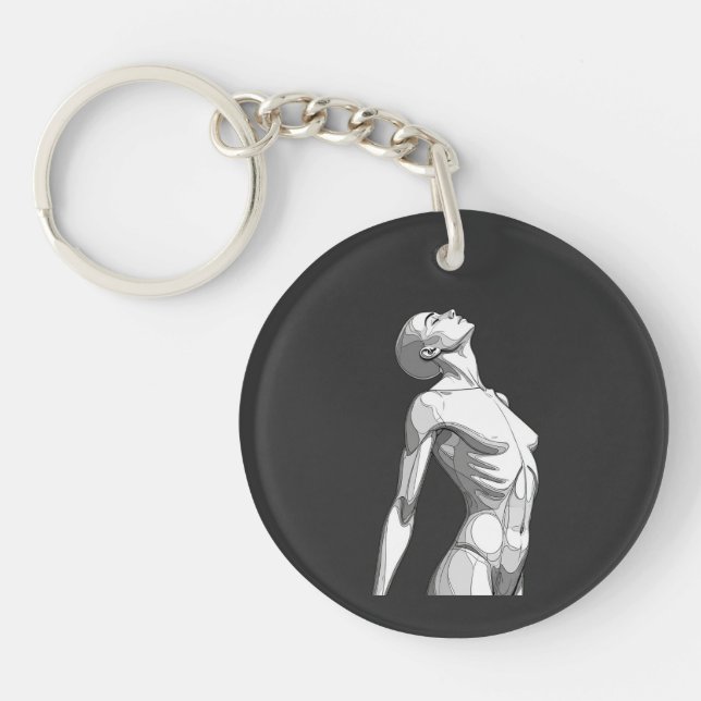 Minimalist Female Android Aesthetic Art - Bold Fut Keychain (Front)