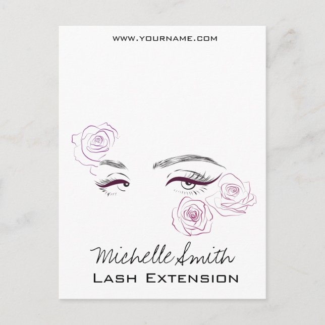 Minimalist Female Eyes Pink Rose Floral Beautician Postcard (Front)