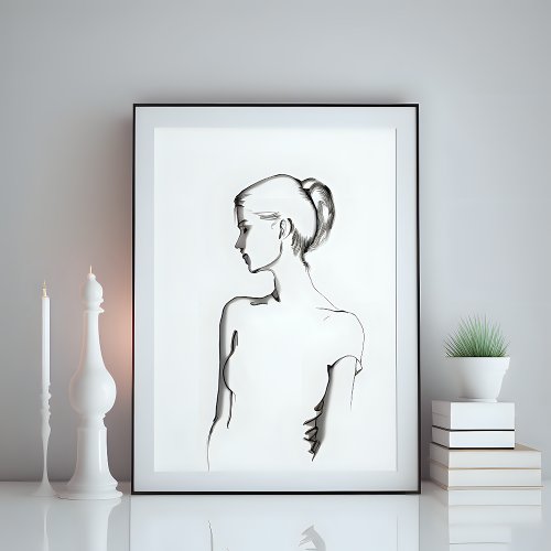 Minimalist Female Figure Drawing Poster