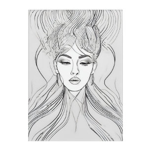 Minimalist Female Portrait Line Art Acrylic Print