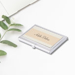 Minimalist Feminine Pale Pink Stripe Business Card Case<br><div class="desc">Elegant business card holder with pale pink and grey background. You can add your monogram or name to it.</div>