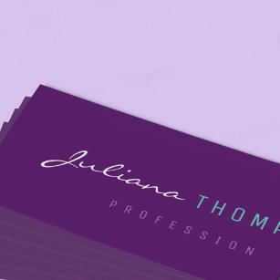 minimalist feminine purple women prof mini business card