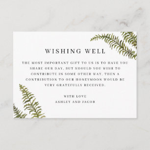 Minimalist Fern Wishing Well Elegant Wedding Enclosure Card
