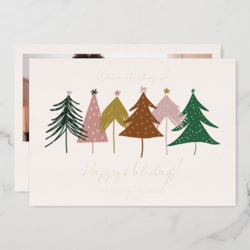 Minimalist Festive Christmas Trees Foil Holiday Ca