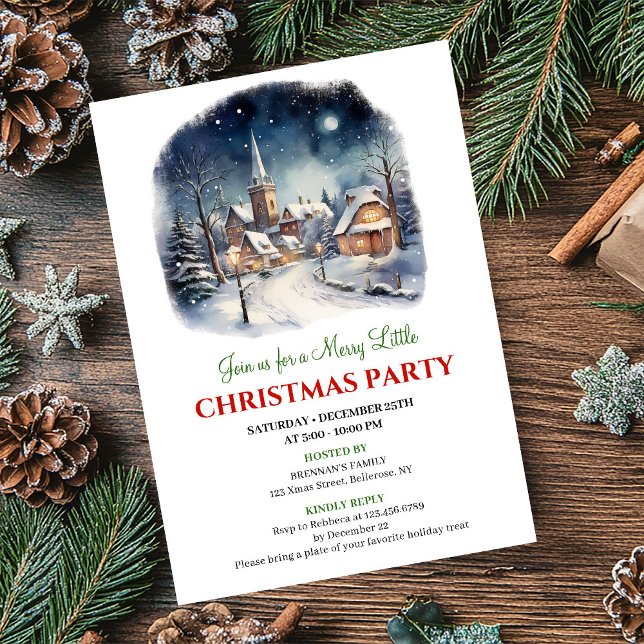 Minimalist festive city Christmas scene party  Invitation (Minimalist festive city Christmas scene party invite)