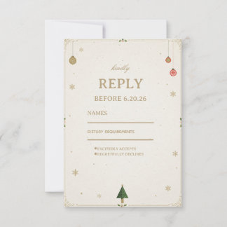 Minimalist Festive Golden Winter Simplicity RSVP Card