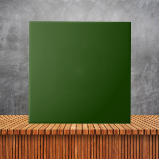Minimalist Festive Green Plain Solid Color #1A4301 Ceramic Tile