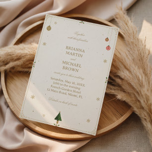Minimalist Festive Holiday Golden Charm Invitation