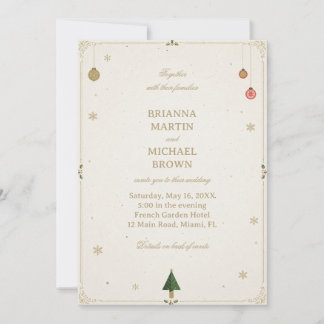 Minimalist Festive Holiday Golden Charm Invitation