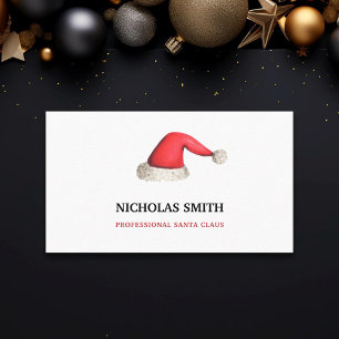 Minimalist Festive Santa Claus Hat Business Card