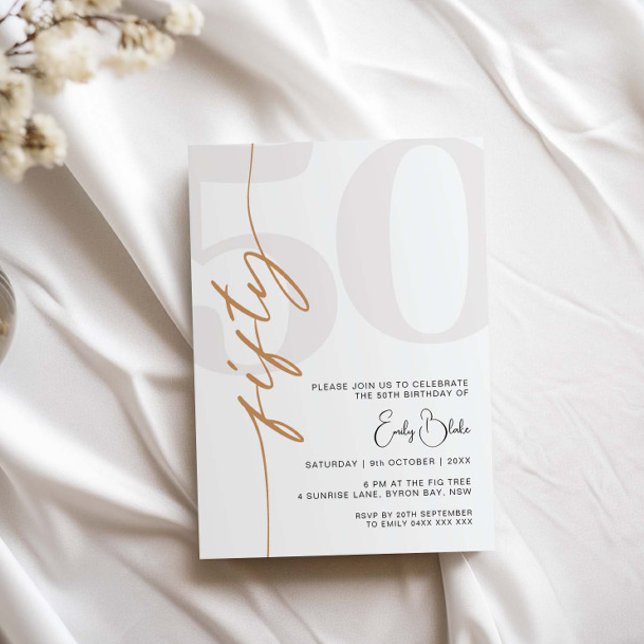 Minimalist Fifty 50th Birthday Party Invitation (Creator Uploaded)