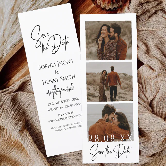 Minimalist Film Strip Photo Booth Save The Date Zazzle