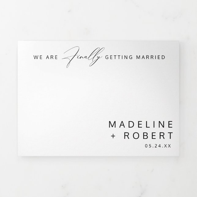 Minimalist Finally Getting Married Wedding Tri-Fold Invitation (Cover)