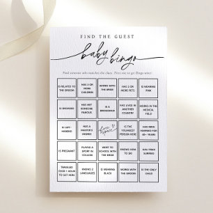 Minimalist Find the Guest Baby Bingo Game Card