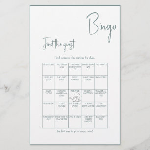 Minimalist Find the Guest Bingo - Sage Edition Flyer