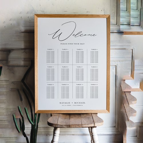 Minimalist Find Your Seat 12 Tables Seating Chart
