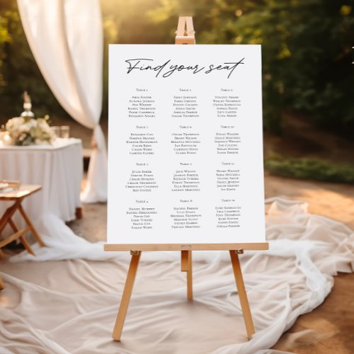 Minimalist Find Your Seat Wedding Seating Chart Foam Board