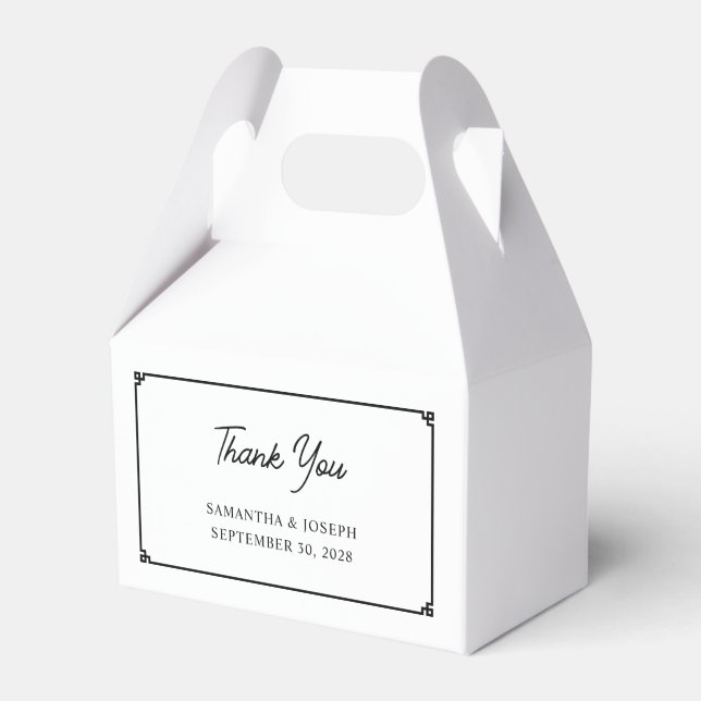 Minimalist Fine Greek Key Border Wedding Thank You Favor Boxes (Front Side)