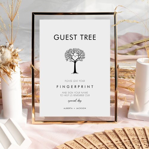 Minimalist  Fingerprint Wedding Guest Tree Sign