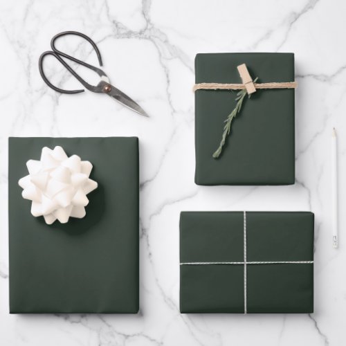 Minimalist Fir Green solid plain elegant Wrapping Paper Sheets