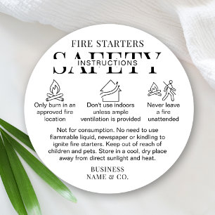 Minimalist Fire Starters Warning Label Black White