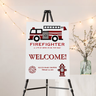 Minimalist Firefighter "Little Hero" Baby Shower Foam Board