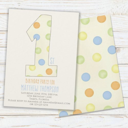 Minimalist First Birthday Gender Neutral Cute Dots Invitation