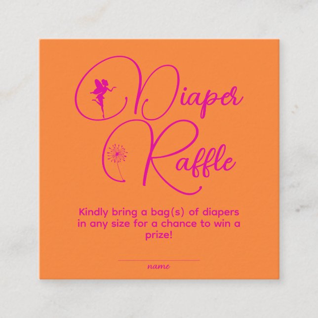 Minimalist First Birthday Girl Fairy Diaper Raffle Enclosure Card (Front)