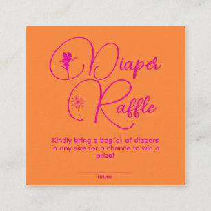 Minimalist First Birthday Girl Fairy Diaper Raffle Enclosure Card